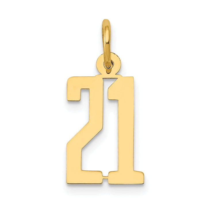 Lovely Rita's Pendants & Charms 14K Yellow Gold Polished Finish Small Size Elongated Shape Number 21 Charm Pendant