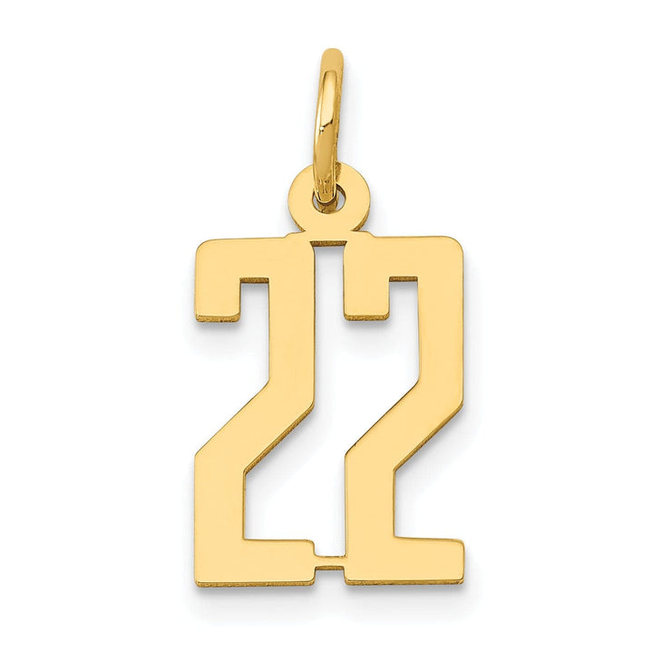 Lovely Rita's Pendants & Charms 14K Yellow Gold Polished Finish Small Size Elongated Shape Number 22 Charm Pendant