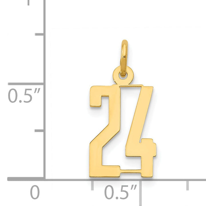 Lovely Rita's Pendants & Charms 14K Yellow Gold Polished Finish Small Size Elongated Shape Number 24 Charm Pendant