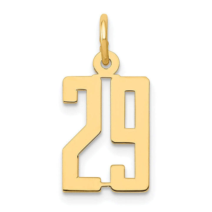 Lovely Rita's Pendants & Charms 14K Yellow Gold Polished Finish Small Size Elongated Shape Number 29 Charm Pendant