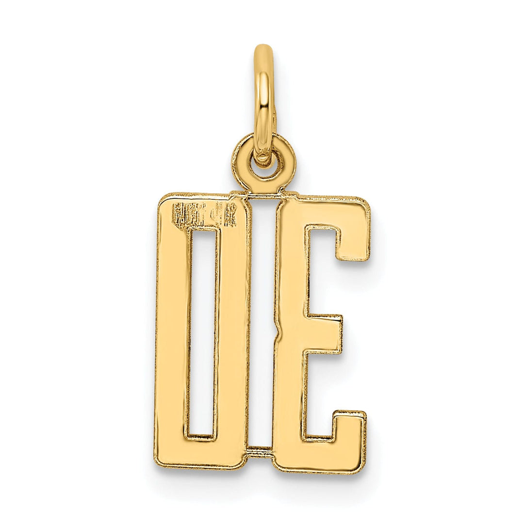 Lovely Rita's Pendants & Charms 14K Yellow Gold Polished Finish Small Size Elongated Shape Number 30 Charm Pendant