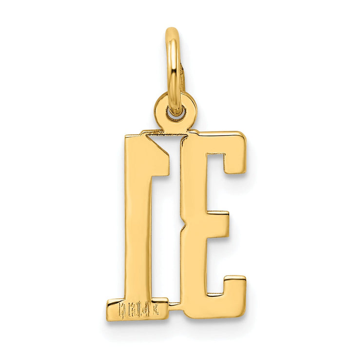 Lovely Rita's Pendants & Charms 14K Yellow Gold Polished Finish Small Size Elongated Shape Number 31 Charm Pendant