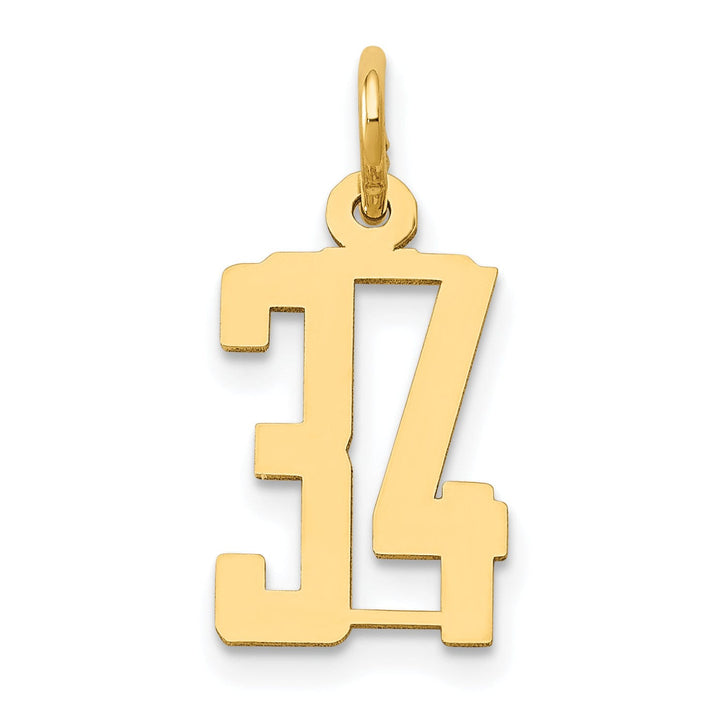 Lovely Rita's Pendants & Charms 14K Yellow Gold Polished Finish Small Size Elongated Shape Number 34 Charm Pendant