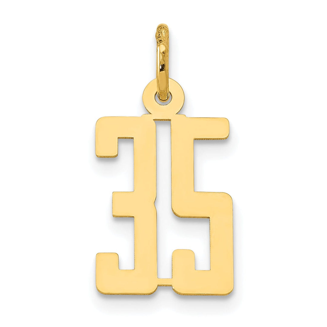 Lovely Rita's Pendants & Charms 14K Yellow Gold Polished Finish Small Size Elongated Shape Number 35 Charm Pendant