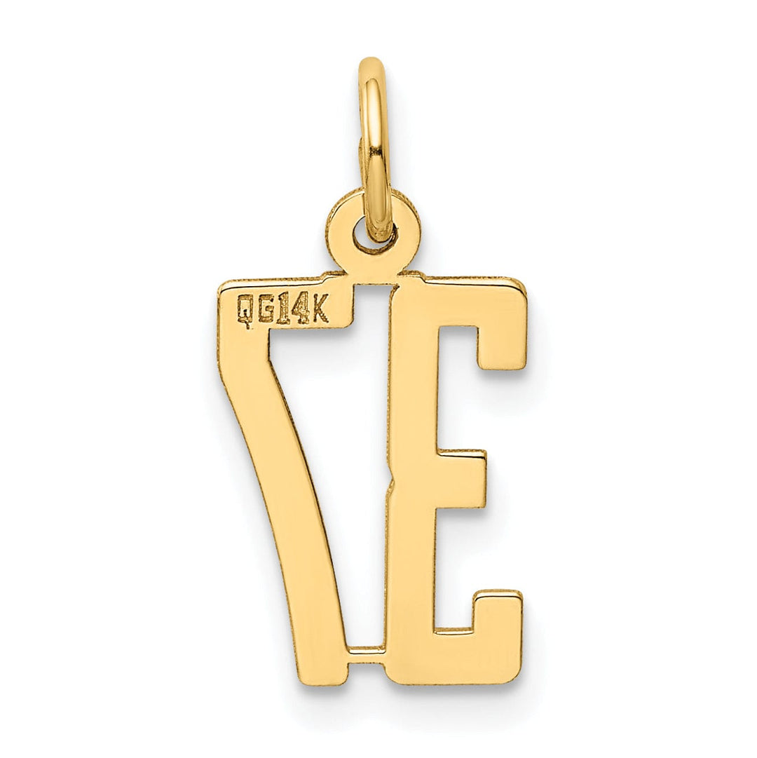 Lovely Rita's Pendants & Charms 14K Yellow Gold Polished Finish Small Size Elongated Shape Number 37 Charm Pendant