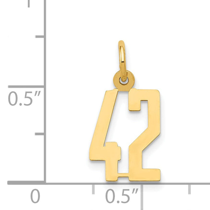 Lovely Rita's Pendants & Charms 14K Yellow Gold Polished Finish Small Size Elongated Shape Number 42 Charm Pendant