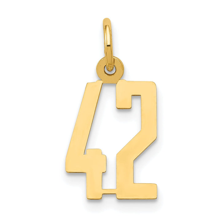 Lovely Rita's Pendants & Charms 14K Yellow Gold Polished Finish Small Size Elongated Shape Number 42 Charm Pendant