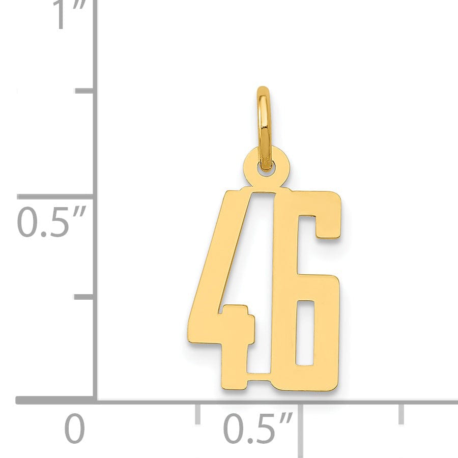 Lovely Rita's Pendants & Charms 14K Yellow Gold Polished Finish Small Size Elongated Shape Number 46 Charm Pendant