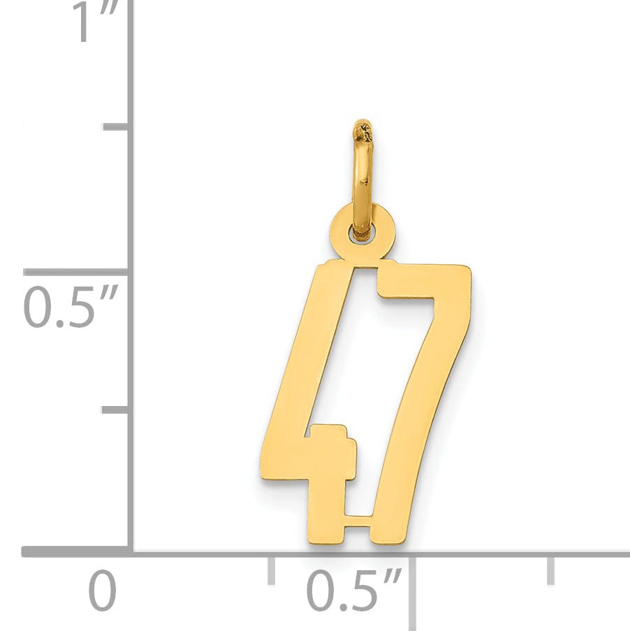 Lovely Rita's Pendants & Charms 14K Yellow Gold Polished Finish Small Size Elongated Shape Number 47 Charm Pendant