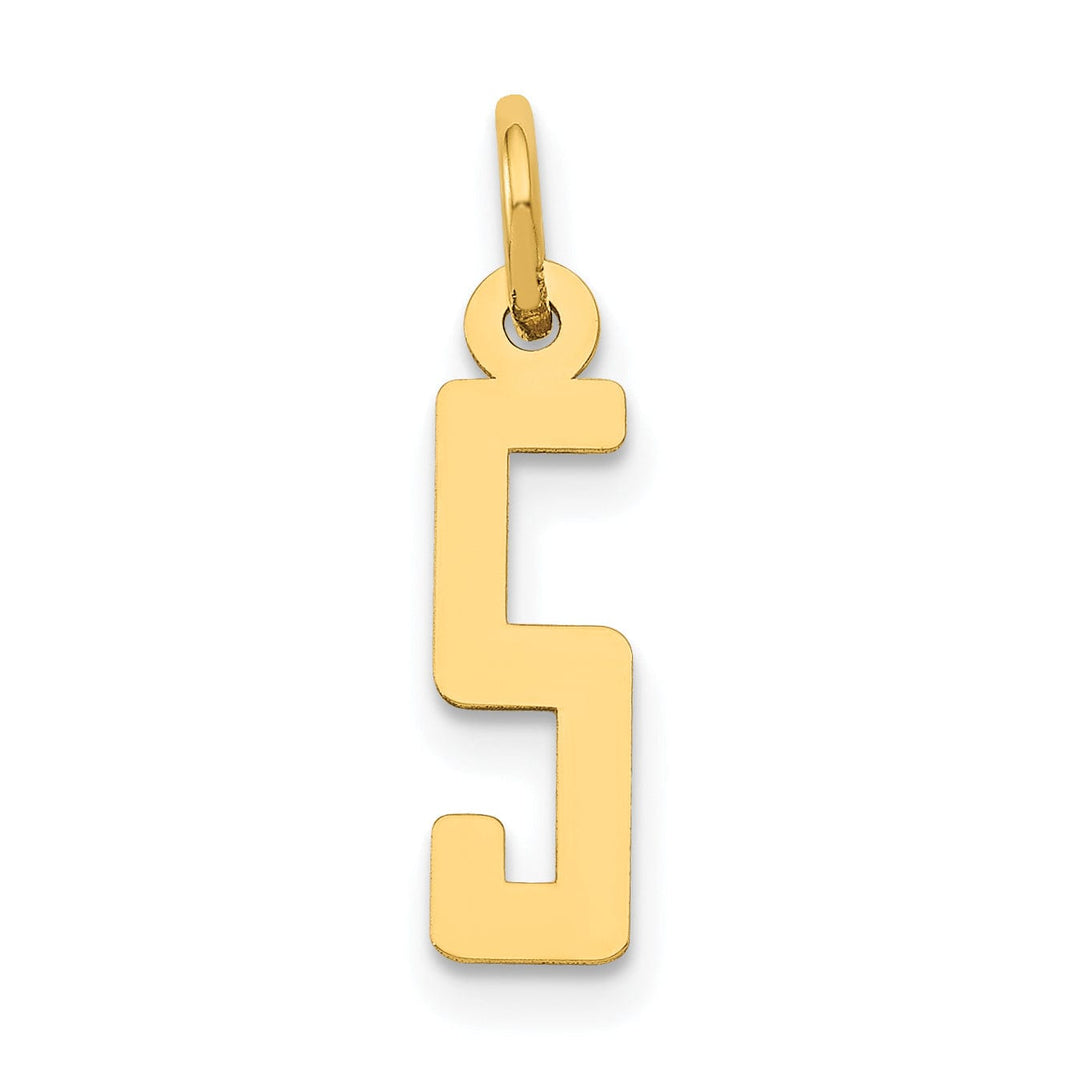 Lovely Rita's Pendants & Charms 14K Yellow Gold Polished Finish Small Size Elongated Shape Number 5 Charm Pendant