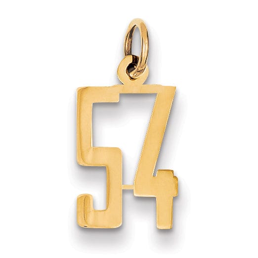 Lovely Rita's Pendants & Charms 14K Yellow Gold Polished Finish Small Size Elongated Shape Number 54 Charm Pendant