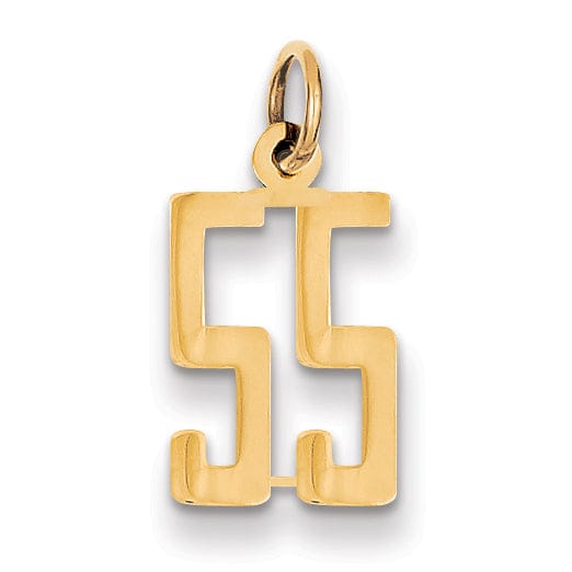 Lovely Rita's Pendants & Charms 14K Yellow Gold Polished Finish Small Size Elongated Shape Number 55 Charm Pendant