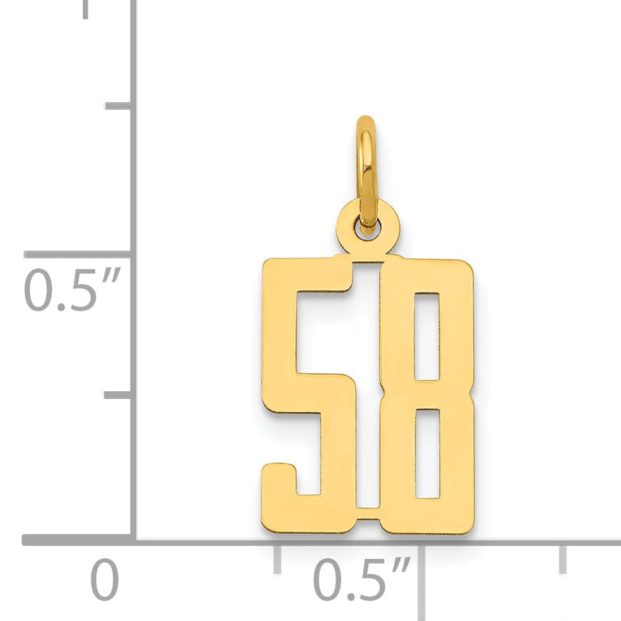 Lovely Rita's Pendants & Charms 14K Yellow Gold Polished Finish Small Size Elongated Shape Number 58 Charm Pendant