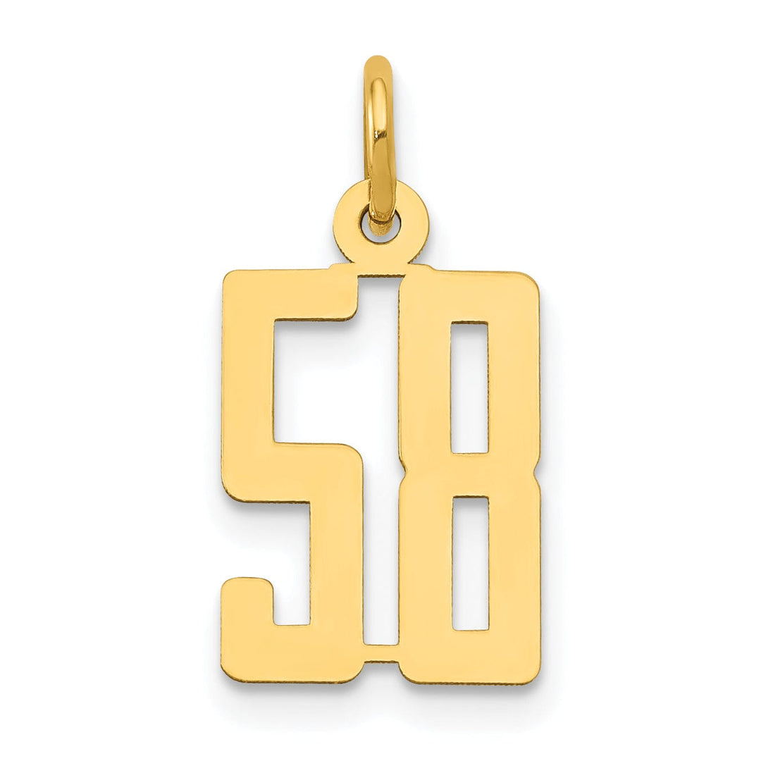 Lovely Rita's Pendants & Charms 14K Yellow Gold Polished Finish Small Size Elongated Shape Number 58 Charm Pendant