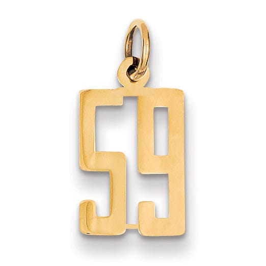 Lovely Rita's Pendants & Charms 14K Yellow Gold Polished Finish Small Size Elongated Shape Number 59 Charm Pendant