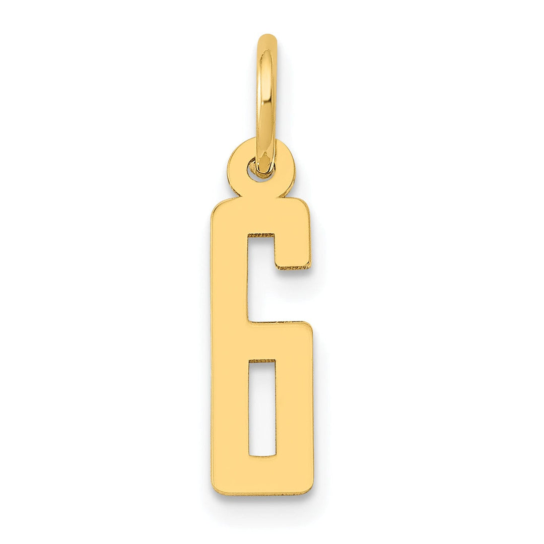 Lovely Rita's Pendants & Charms 14K Yellow Gold Polished Finish Small Size Elongated Shape Number 6 Charm Pendant