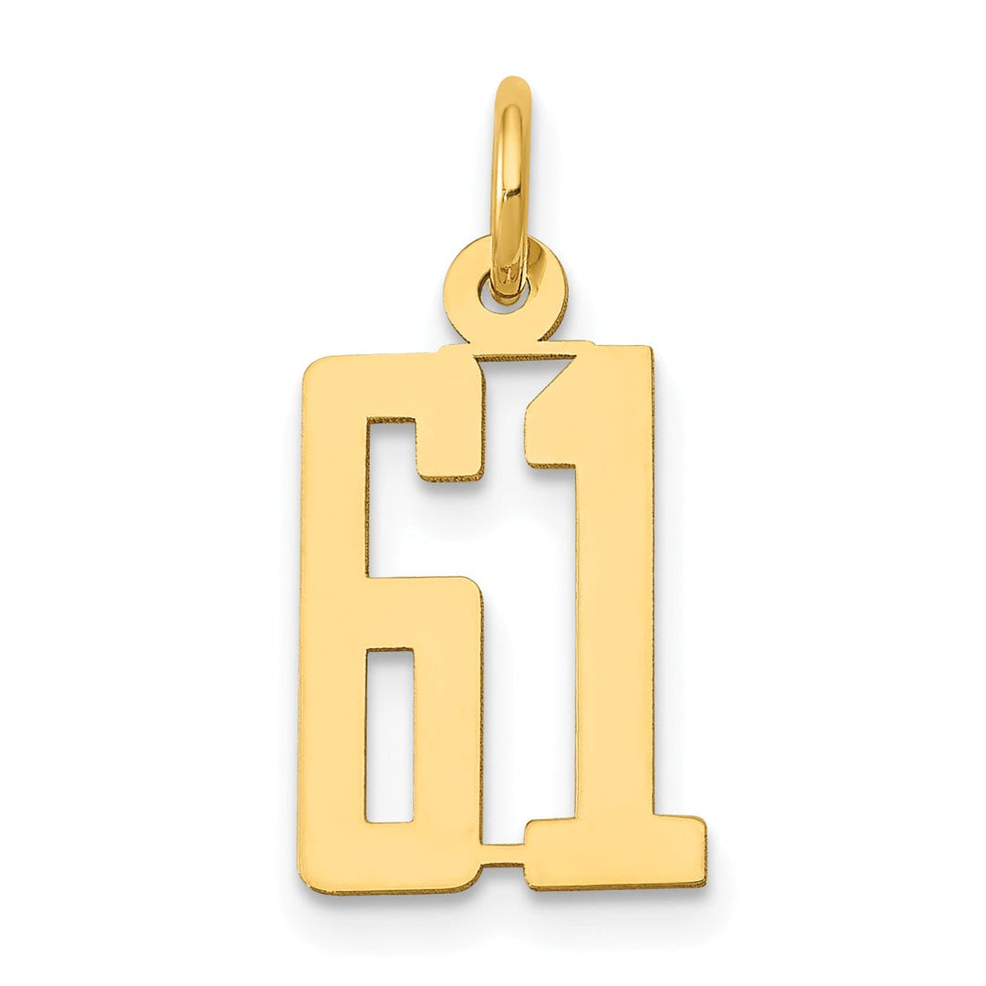 Lovely Rita's Pendants & Charms 14K Yellow Gold Polished Finish Small Size Elongated Shape Number 61 Charm Pendant