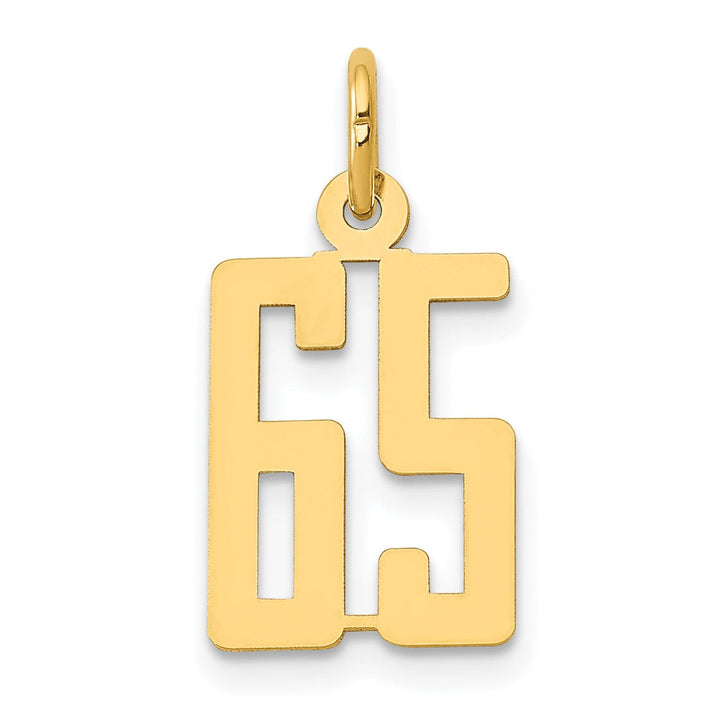 Lovely Rita's Pendants & Charms 14K Yellow Gold Polished Finish Small Size Elongated Shape Number 65 Charm Pendant