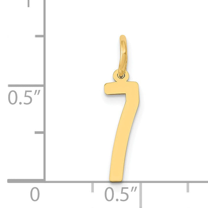 Lovely Rita's Pendants & Charms 14K Yellow Gold Polished Finish Small Size Elongated Shape Number 7 Charm Pendant