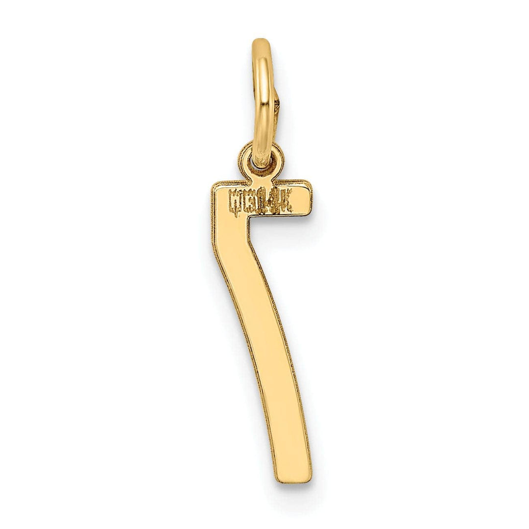 Lovely Rita's Pendants & Charms 14K Yellow Gold Polished Finish Small Size Elongated Shape Number 7 Charm Pendant