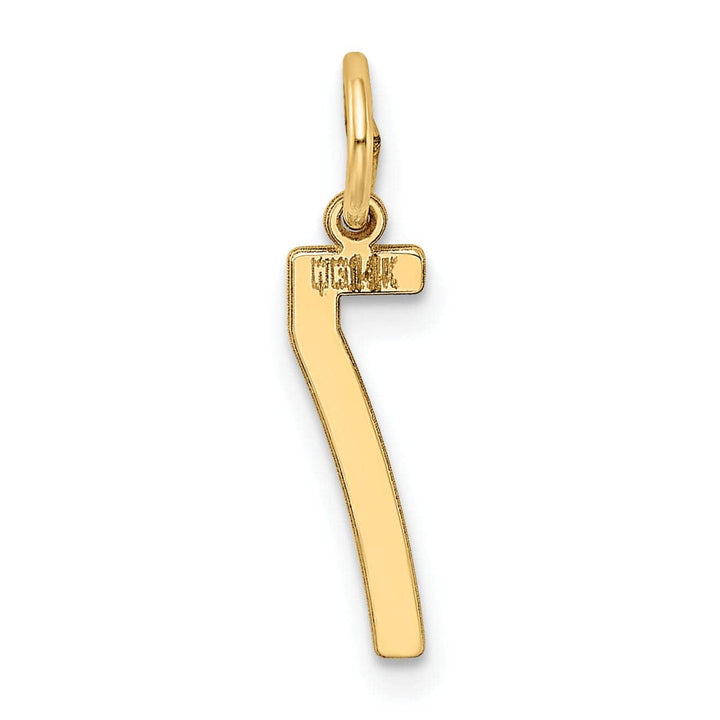 Lovely Rita's Pendants & Charms 14K Yellow Gold Polished Finish Small Size Elongated Shape Number 7 Charm Pendant