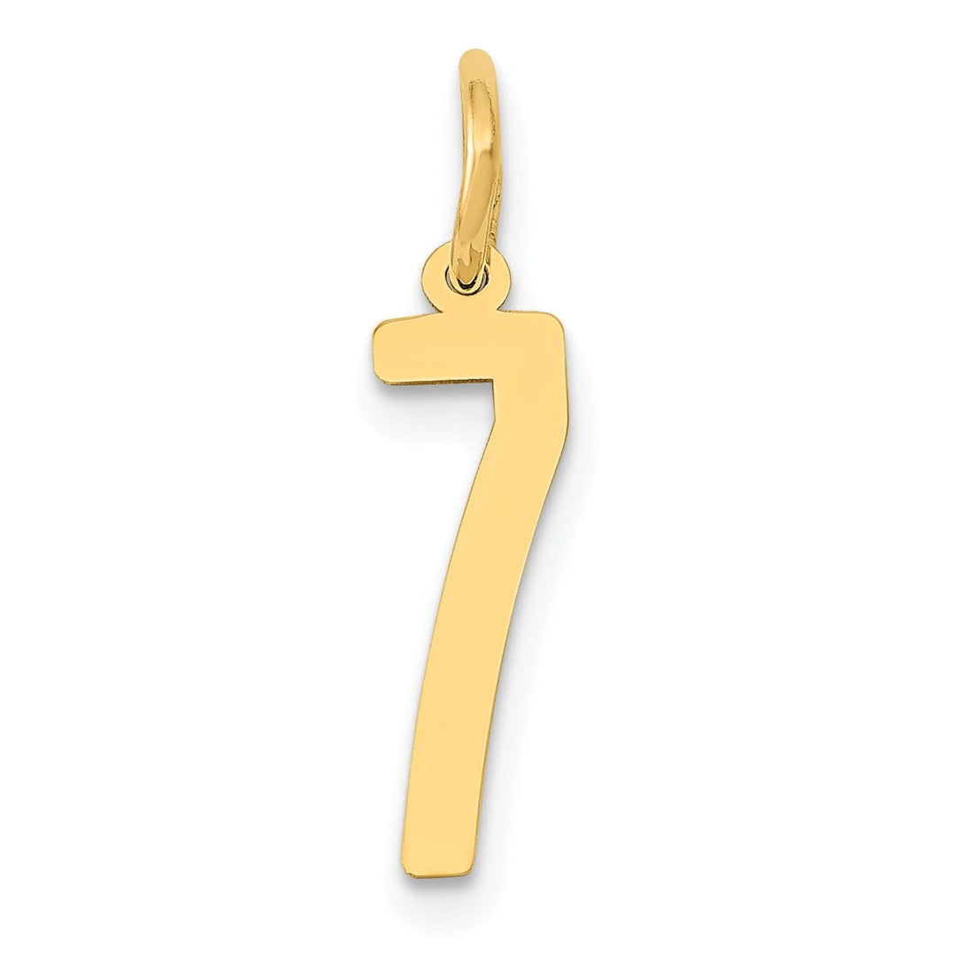 Lovely Rita's Pendants & Charms 14K Yellow Gold Polished Finish Small Size Elongated Shape Number 7 Charm Pendant