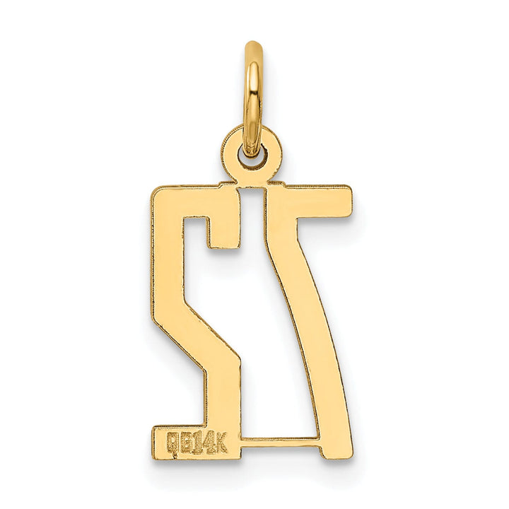 Lovely Rita's Pendants & Charms 14K Yellow Gold Polished Finish Small Size Elongated Shape Number 72 Charm Pendant