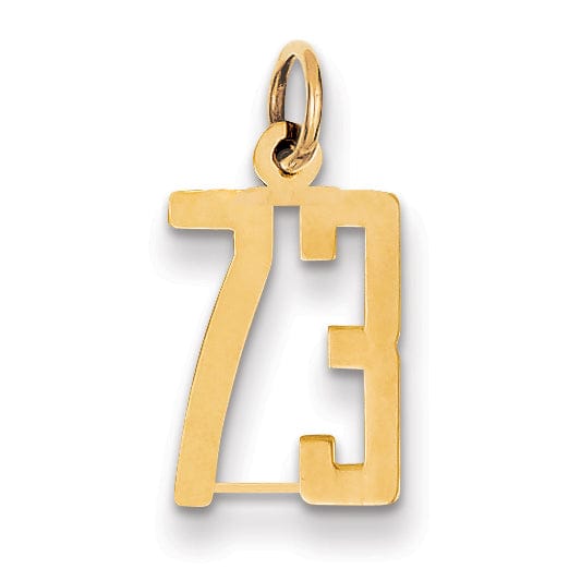 Lovely Rita's Pendants & Charms 14K Yellow Gold Polished Finish Small Size Elongated Shape Number 73 Charm Pendant