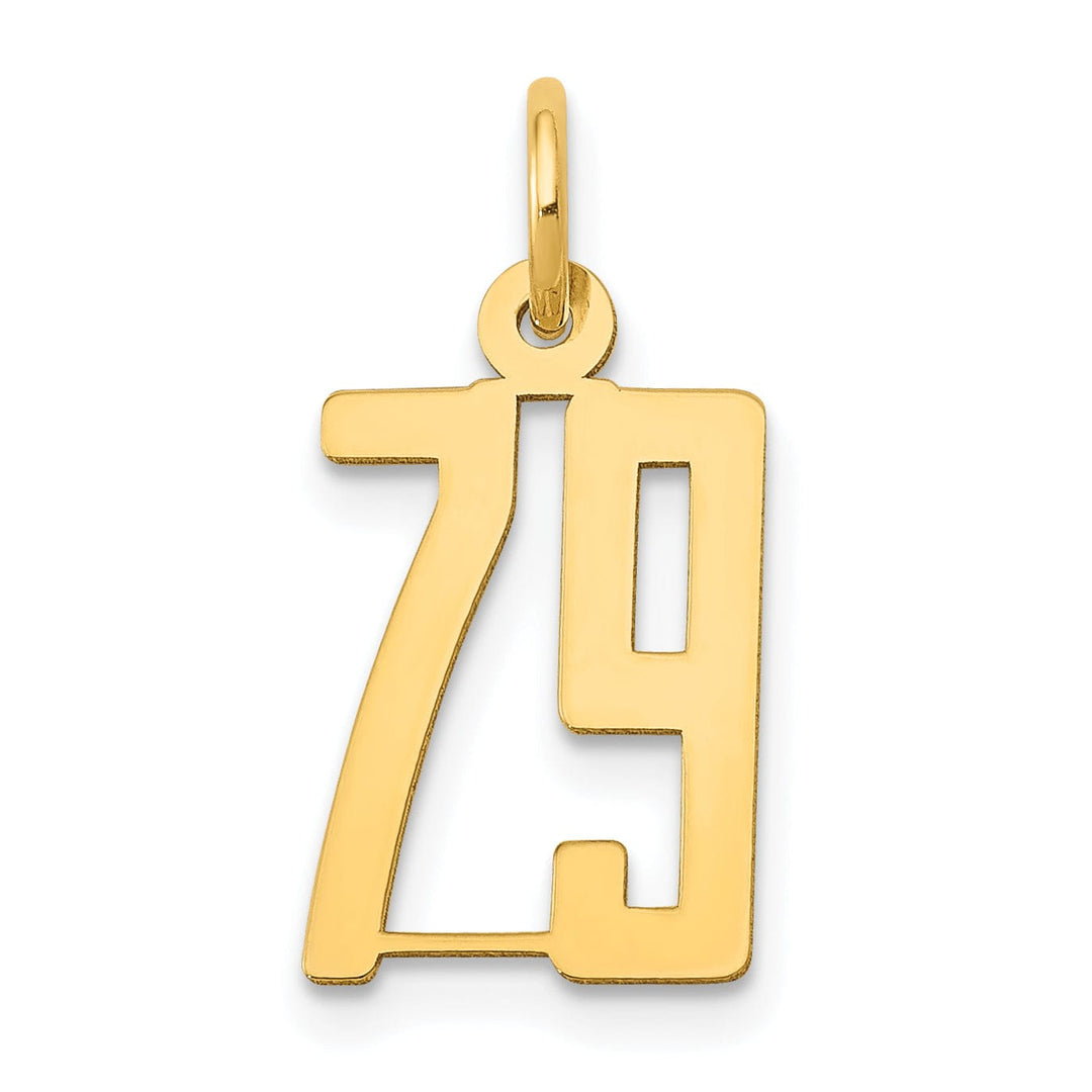 Lovely Rita's Pendants & Charms 14K Yellow Gold Polished Finish Small Size Elongated Shape Number 79 Charm Pendant