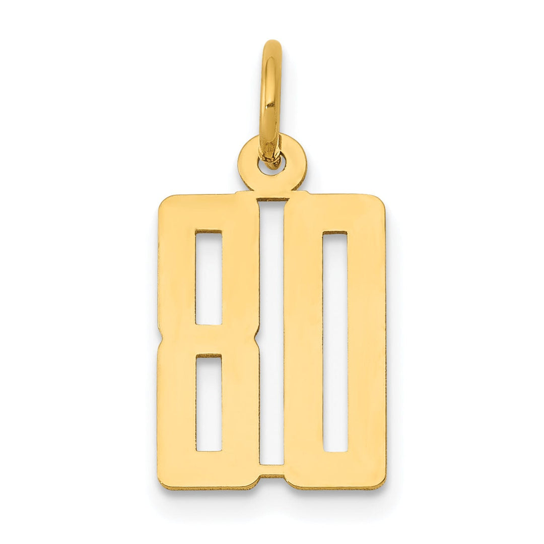 Lovely Rita's Pendants & Charms 14K Yellow Gold Polished Finish Small Size Elongated Shape Number 80 Charm Pendant