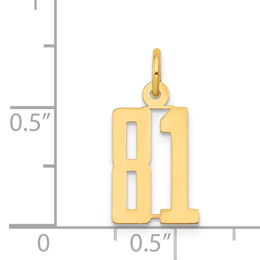 Lovely Rita's Pendants & Charms 14K Yellow Gold Polished Finish Small Size Elongated Shape Number 81 Charm Pendant