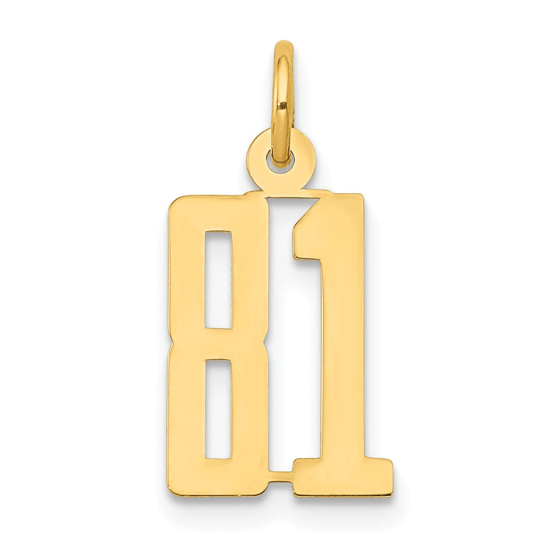 Lovely Rita's Pendants & Charms 14K Yellow Gold Polished Finish Small Size Elongated Shape Number 81 Charm Pendant