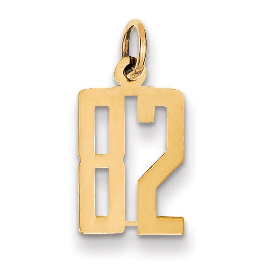 Lovely Rita's Pendants & Charms 14K Yellow Gold Polished Finish Small Size Elongated Shape Number 82 Charm Pendant