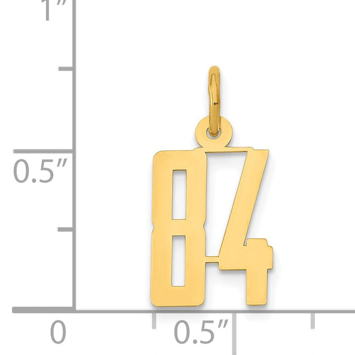 Lovely Rita's Pendants & Charms 14K Yellow Gold Polished Finish Small Size Elongated Shape Number 84 Charm Pendant