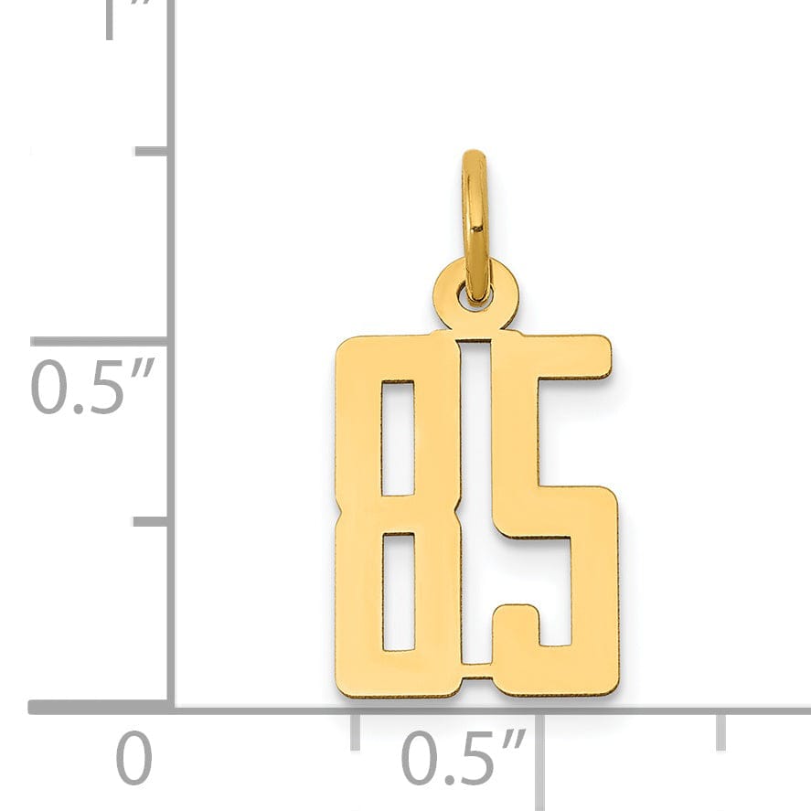 Lovely Rita's Pendants & Charms 14K Yellow Gold Polished Finish Small Size Elongated Shape Number 85 Charm Pendant
