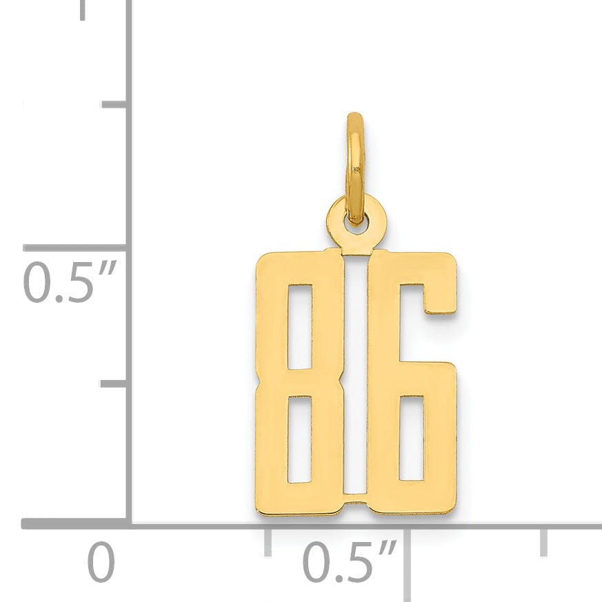 Lovely Rita's Pendants & Charms 14K Yellow Gold Polished Finish Small Size Elongated Shape Number 86 Charm Pendant