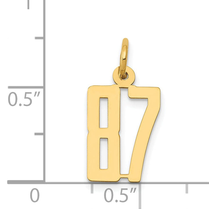 Lovely Rita's Pendants & Charms 14K Yellow Gold Polished Finish Small Size Elongated Shape Number 87 Charm Pendant