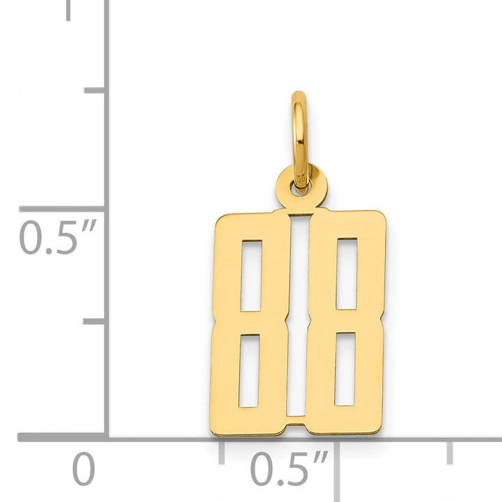 Lovely Rita's Pendants & Charms 14K Yellow Gold Polished Finish Small Size Elongated Shape Number 88 Charm Pendant