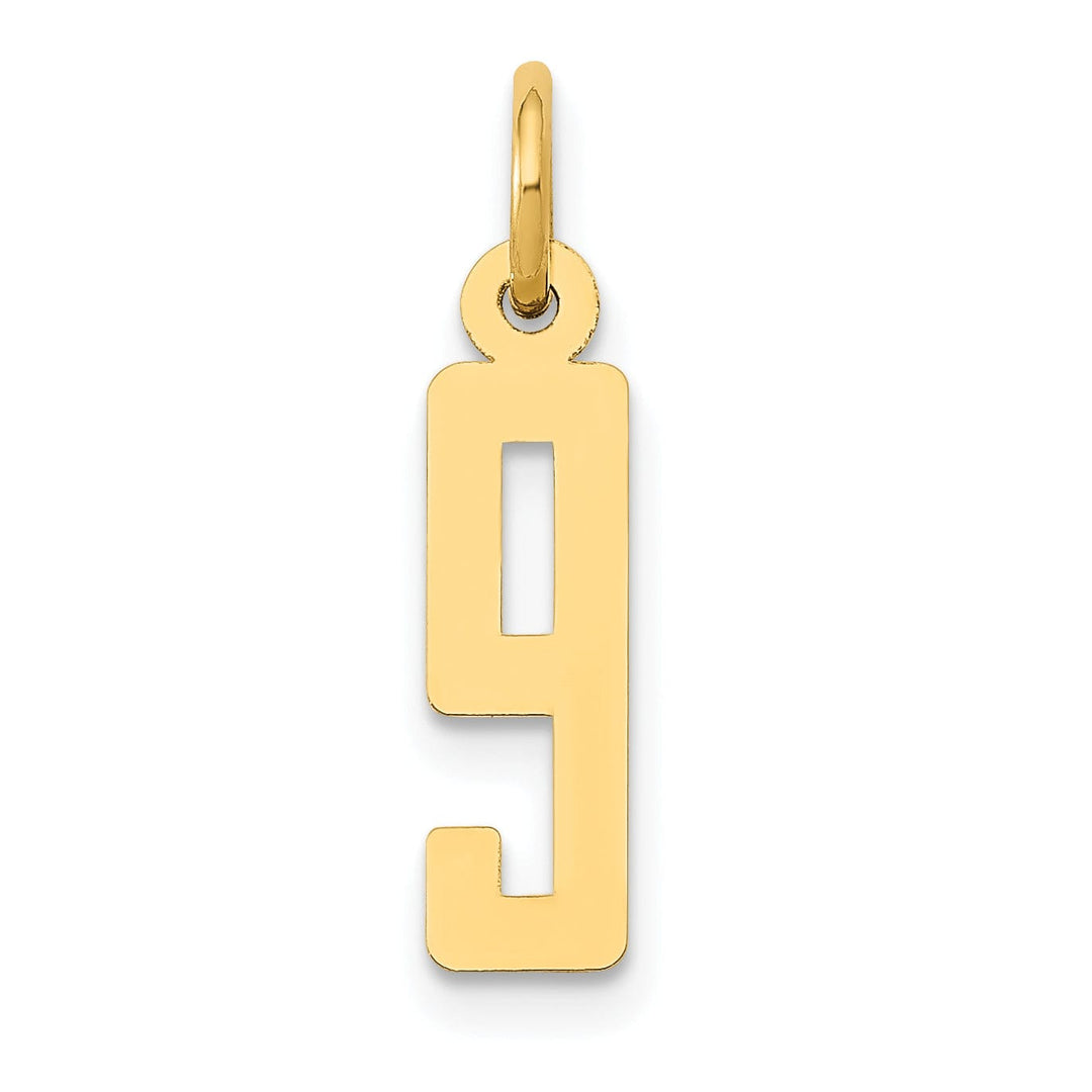 Lovely Rita's Pendants & Charms 14K Yellow Gold Polished Finish Small Size Elongated Shape Number 9 Charm Pendant