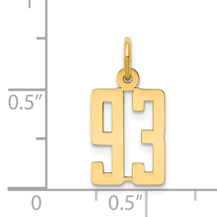 Lovely Rita's Pendants & Charms 14K Yellow Gold Polished Finish Small Size Elongated Shape Number 93 Charm Pendant