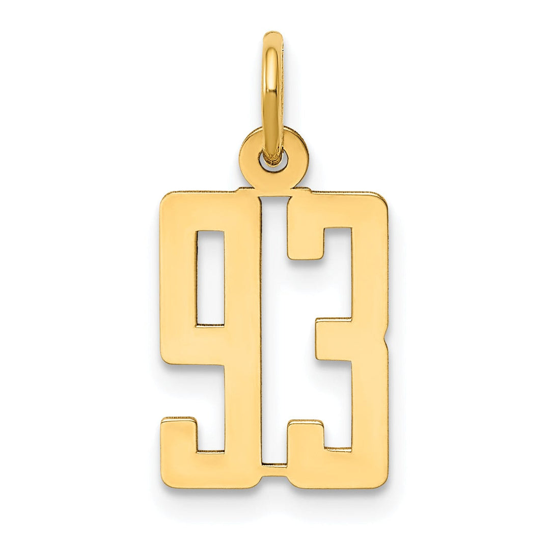 Lovely Rita's Pendants & Charms 14K Yellow Gold Polished Finish Small Size Elongated Shape Number 93 Charm Pendant