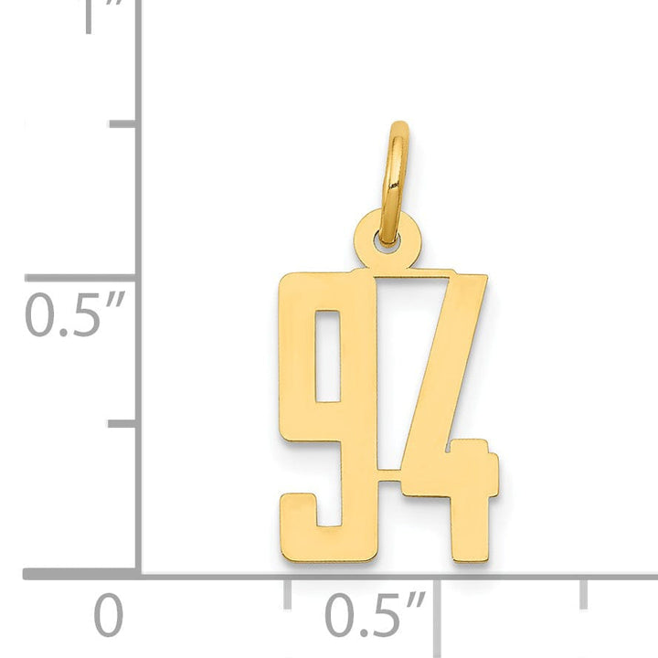 Lovely Rita's Pendants & Charms 14K Yellow Gold Polished Finish Small Size Elongated Shape Number 94 Charm Pendant