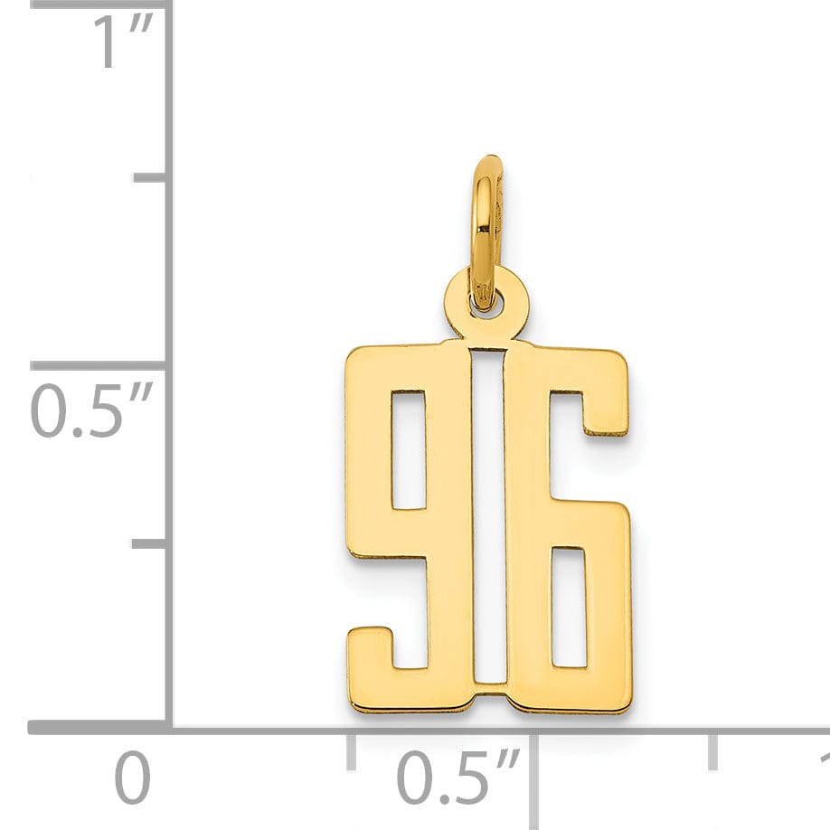 Lovely Rita's Pendants & Charms 14K Yellow Gold Polished Finish Small Size Elongated Shape Number 96 Charm Pendant