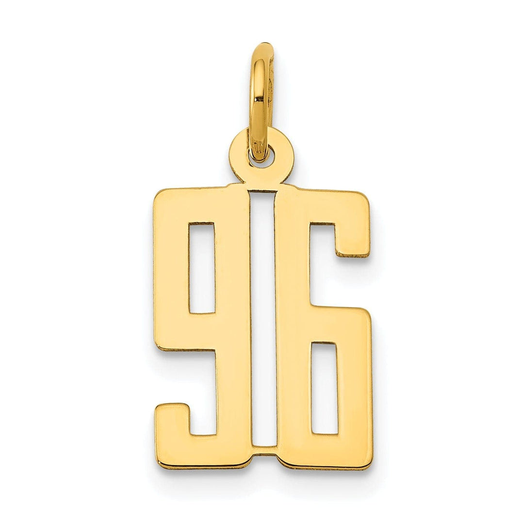 Lovely Rita's Pendants & Charms 14K Yellow Gold Polished Finish Small Size Elongated Shape Number 96 Charm Pendant