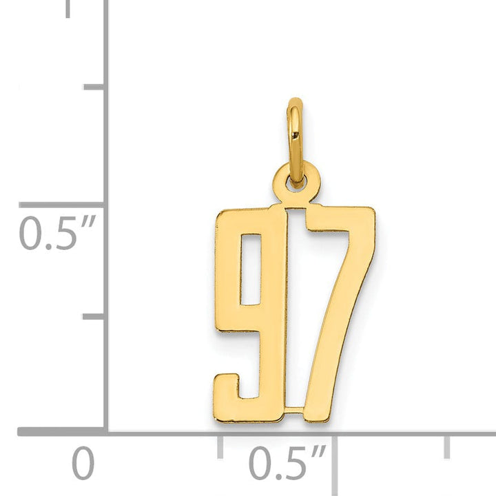 Lovely Rita's Pendants & Charms 14K Yellow Gold Polished Finish Small Size Elongated Shape Number 97 Charm Pendant