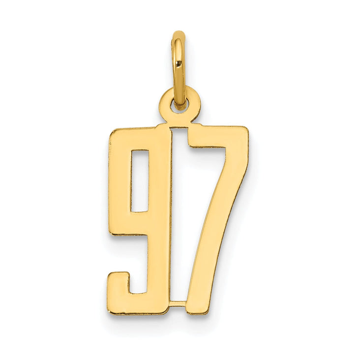 Lovely Rita's Pendants & Charms 14K Yellow Gold Polished Finish Small Size Elongated Shape Number 97 Charm Pendant