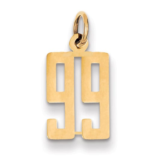 Lovely Rita's Pendants & Charms 14K Yellow Gold Polished Finish Small Size Elongated Shape Number 99 Charm Pendant