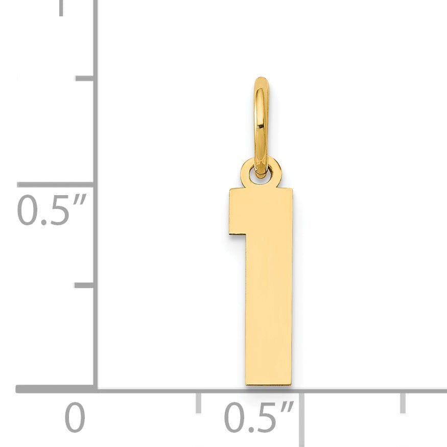 Lovely Rita's Pendants & Charms 14k Yellow Gold Polished Finish Small Size Number 1 Charm Pendant