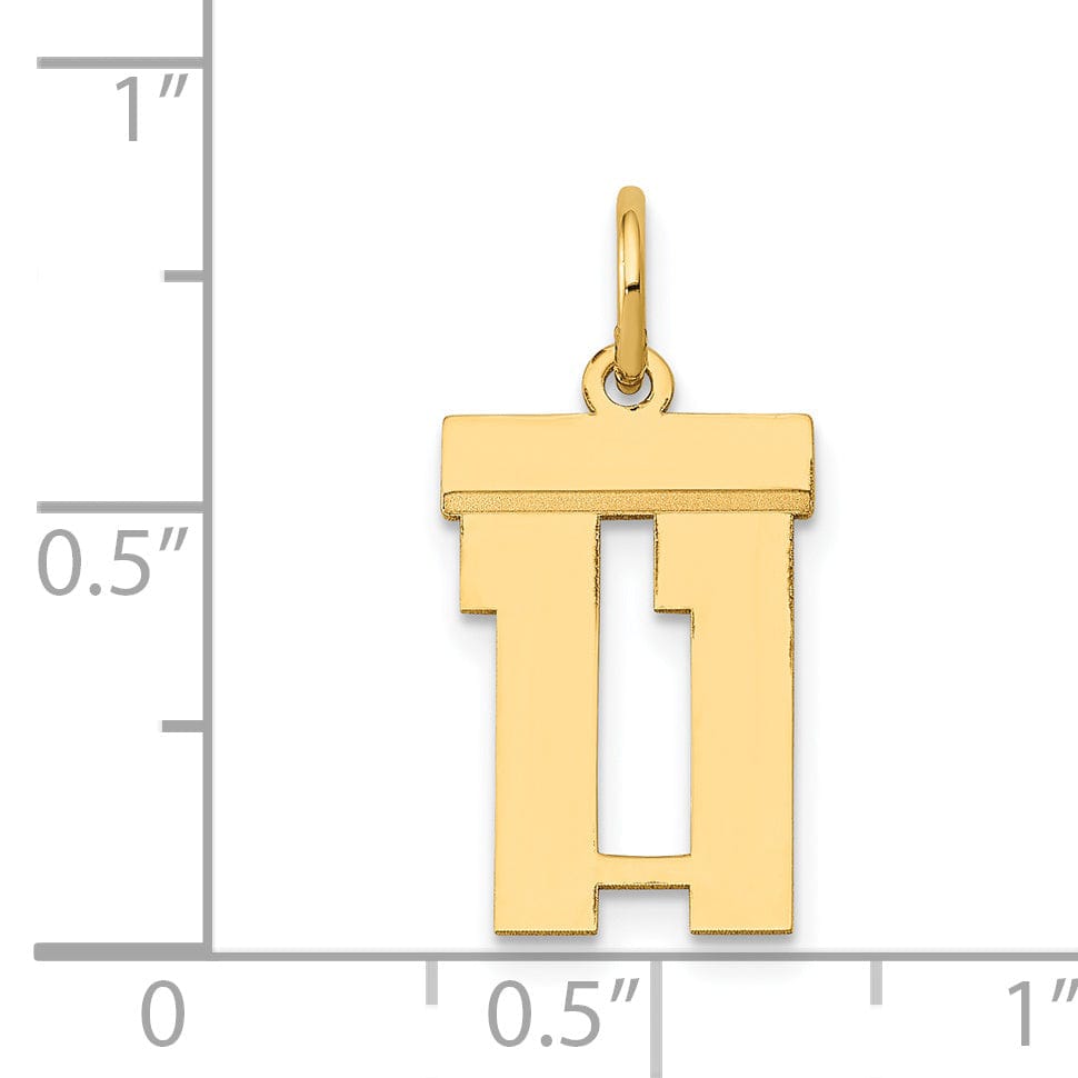 Lovely Rita's Pendants & Charms 14k Yellow Gold Polished Finish Small Size Number 11 Charm Pendant