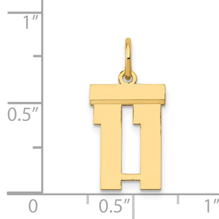 Lovely Rita's Pendants & Charms 14k Yellow Gold Polished Finish Small Size Number 11 Charm Pendant